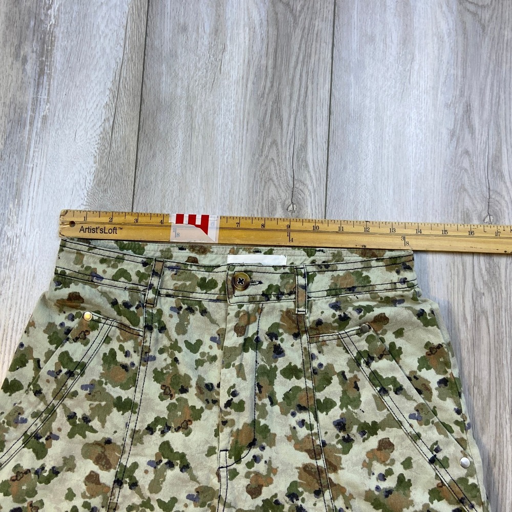Anthropologie Floral Camo Cargo Pants Women 2 Beige Green Barrel Balloon Utility - Picture 3 of 11